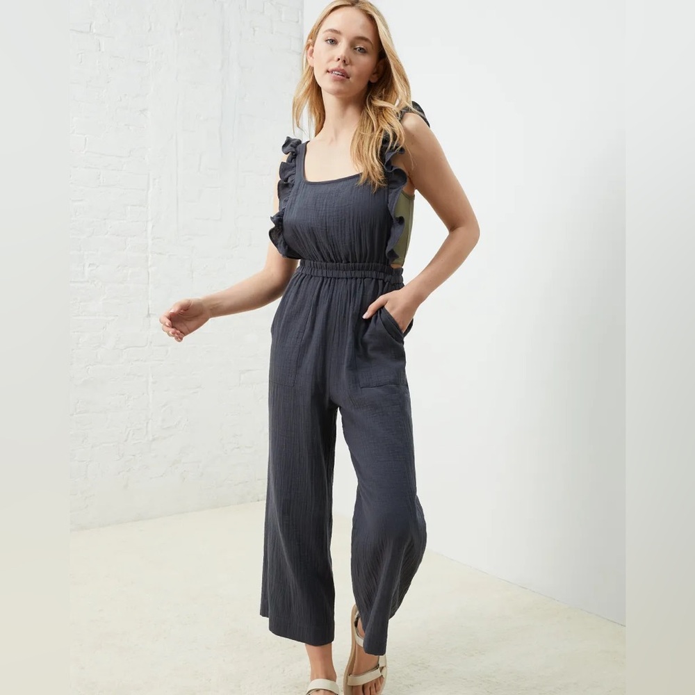 UpWest Charcoal Ruffle Jumpsuit